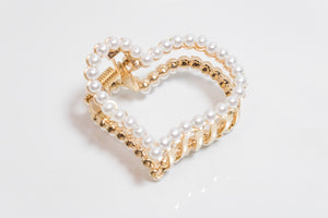 Pearl Heart Claw Clip