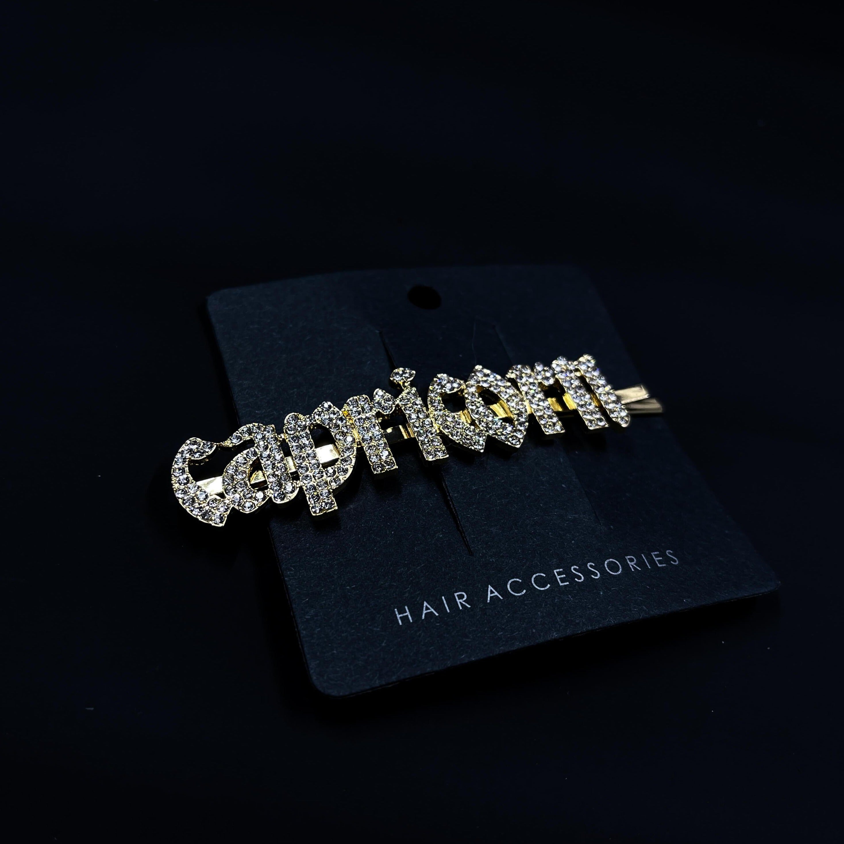 Capricorn Gold and Diamond Hair Pin Zodiac Sign