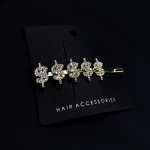 Money Sign Gold and Diamond Hair Pin