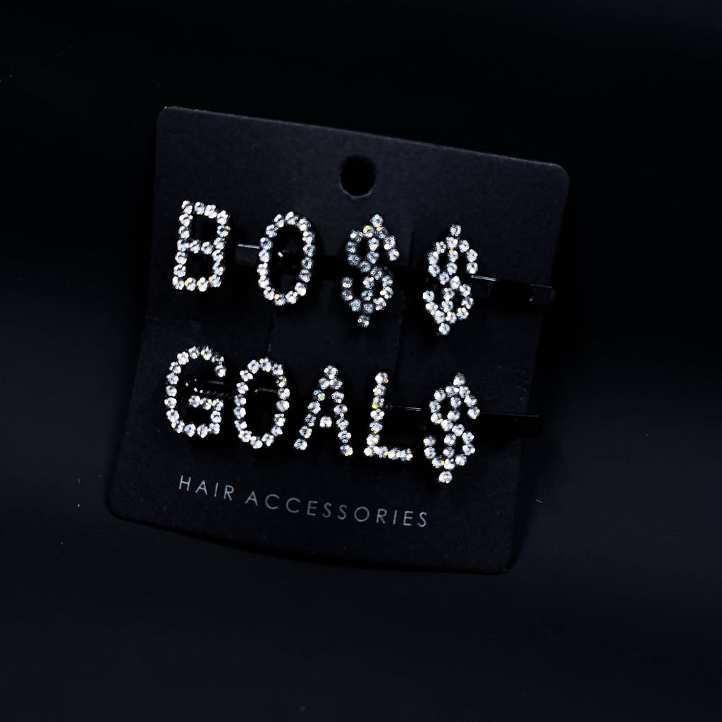 Boss Goals Black Diamond Hair Pin Set with $ as S