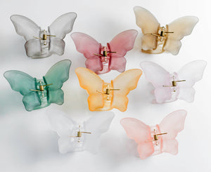 Frosted Butterfly Hair Claws